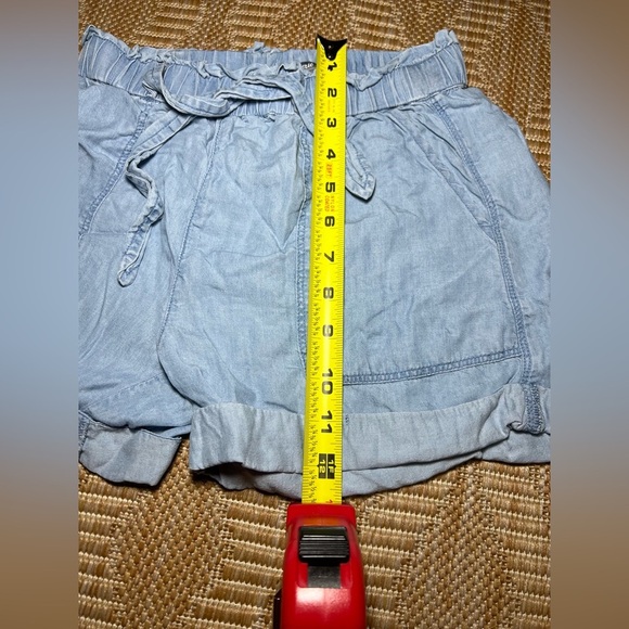 Aerie Women's Paperbag Chambray Light Blue Camp Shorts,Size XS,High Waist - Picture 7 of 8
